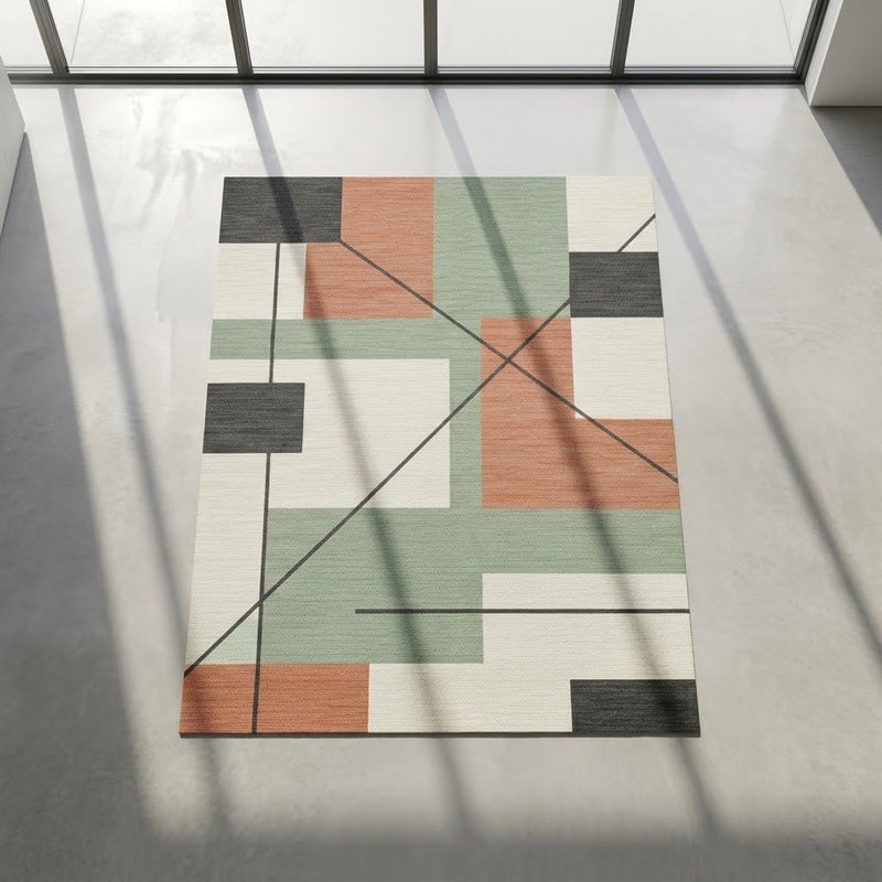 2x2 Feet Rectangular Hand Tufted Multicolor Wool Geometric Block Pattern Accent Rug | Soft Cozy Mini Area Rug for Reading Nook, Bedroom Corner & Office Decor