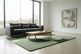 2x2 Ft Hand Tufted Wool Accent Rug in Green Black & White – Minimalist Soft Rug for Reading Nook, Study Corner & Compact Spaces