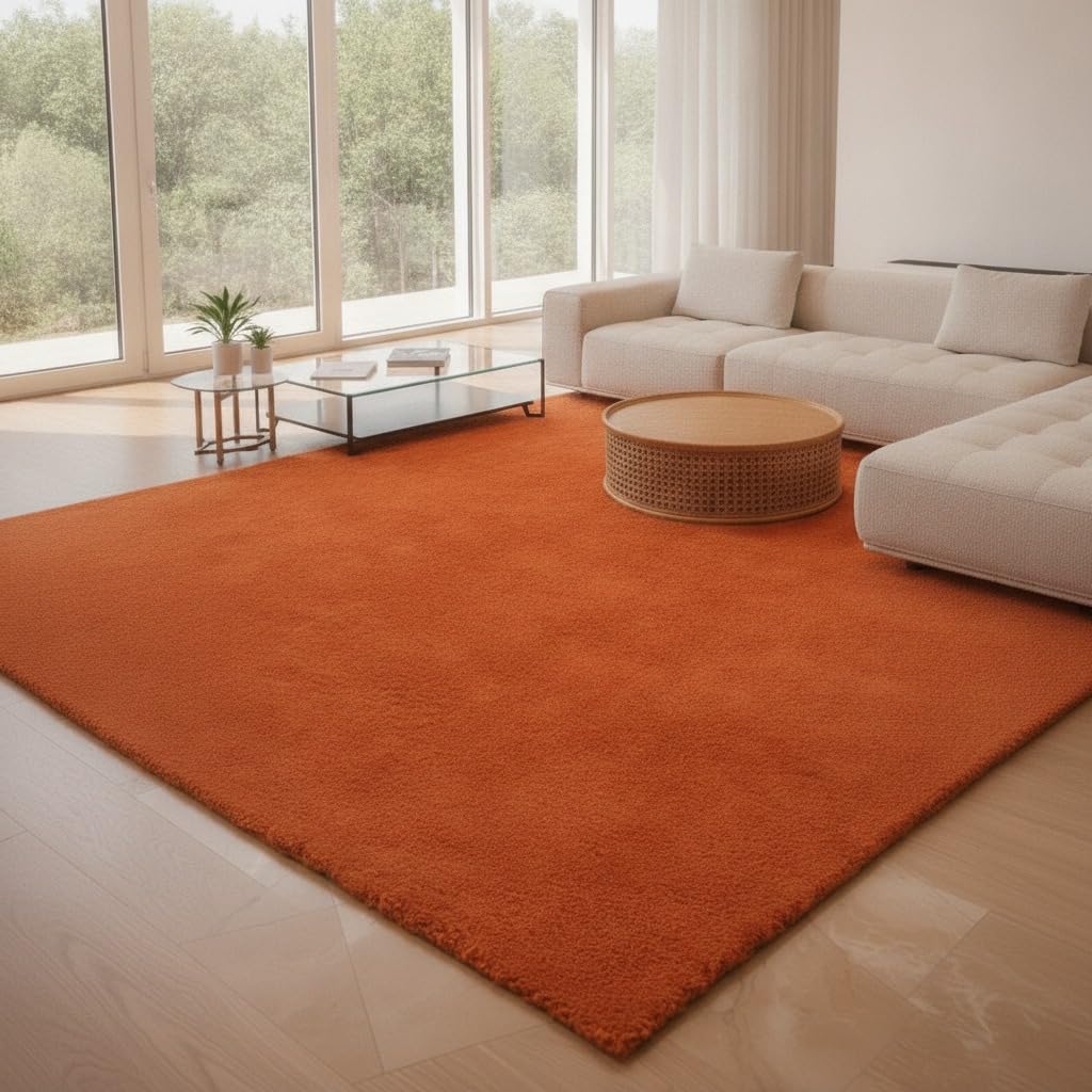 9x12 Feet - Hand-Tufted Wool Area Rug Solid Pattern Soft Textured Indoor Contemporary Carpet for Living Room, Dining Room, Office & Home Decor