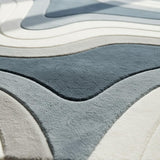 Hand Tufted Mini Wool Accent Rug 2x2 Feet – Multicolor Wave Pattern Soft Plush Carpet | Cozy Reading Nook, Bedside, Entryway & Compact Home Decor Rug