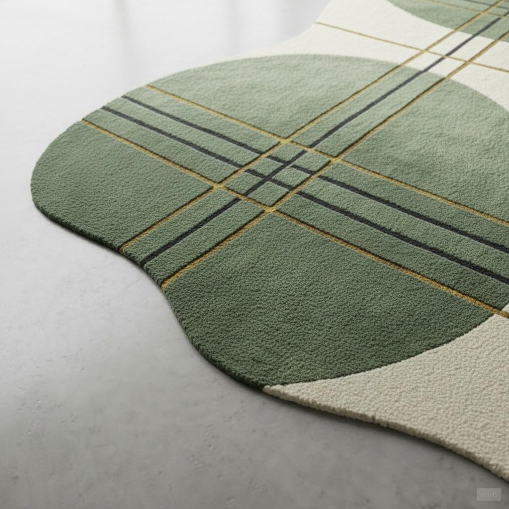 Hand Tufted Wool Accent Rug 2x2 Ft | Geometric Minimalist Carpet for Entryway, Reading Nook & Compact Modern Decor