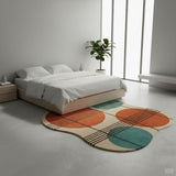 2x2 Feet Rectangular Hand Tufted Wool Accent Rug – Abstract Geometric Design Soft Cozy Mini Area Rug for Reading Nook, Study Corner & Compact Modern Decor