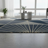 2x2 Feet Rectangular – Blue Grey Hand Tufted Wool Accent Rug for Reading Nook, Bedside, Cozy Corner & Modern Home Decor