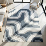 Hand Tufted Mini Wool Accent Rug 2x2 Feet – Multicolor Wave Pattern Soft Plush Carpet | Cozy Reading Nook, Bedside, Entryway & Compact Home Decor Rug