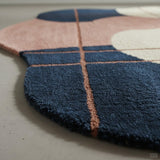 Hand Tufted Wool Irregular Geometric Accent Rug 2x2 ft | Soft Decorative Mini Carpet for Reading Nook, Side Table & Cozy Home Corners