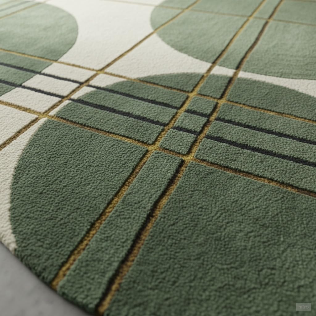 Hand Tufted Wool Accent Rug 2x2 Ft | Geometric Minimalist Carpet for Entryway, Reading Nook & Compact Modern Decor