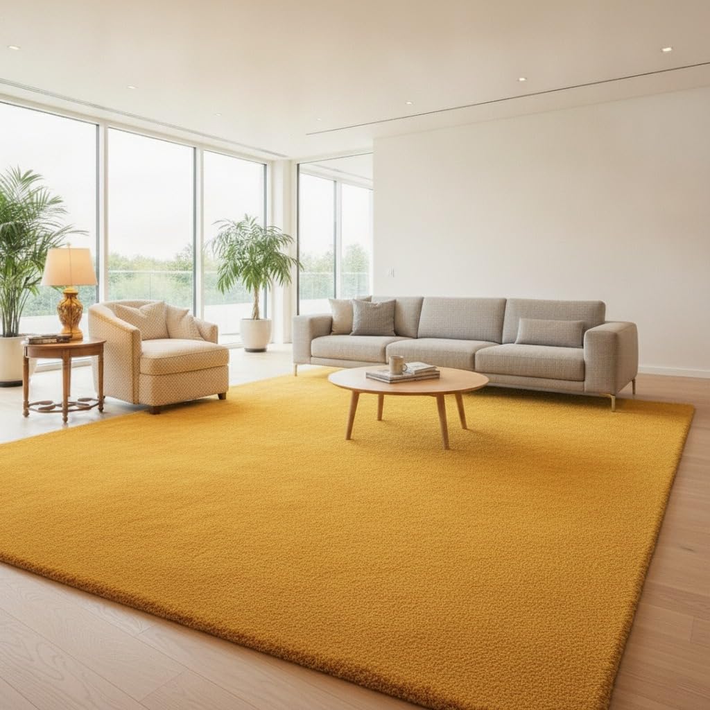 9x12 Feet - Hand-Tufted Wool Area Rug Solid Pattern Soft Textured Indoor Contemporary Carpet for Living Room, Dining Room, Office & Home Decor