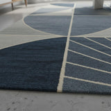 2x2 Feet Rectangular – Blue Grey Hand Tufted Wool Accent Rug for Reading Nook, Bedside, Cozy Corner & Modern Home Decor