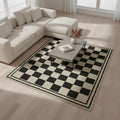2x2 Feet Hand Tufted Wool Checkered Area Rug, Modern Geometric Pattern Checkerboard Carpet for Living Room, Office & Home Décor