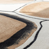 Hand Tufted Wool Accent Rug 2x2 ft – Cream & Brown Abstract Pebble Pattern Soft Cozy Accent Rug for Reading Nook, Entryway & Small Home Spaces