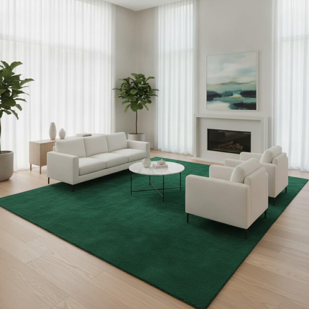 9x12 Feet - Hand-Tufted Wool Area Rug Solid Pattern Soft Textured Indoor Contemporary Carpet for Living Room, Dining Room, Office & Home Decor
