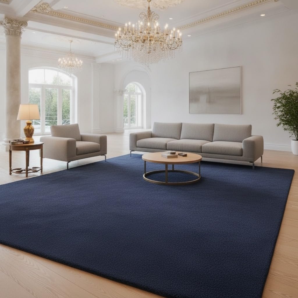 9x12 Feet - Hand-Tufted Wool Area Rug Solid Pattern Soft Textured Indoor Contemporary Carpet for Living Room, Dining Room, Office & Home Decor