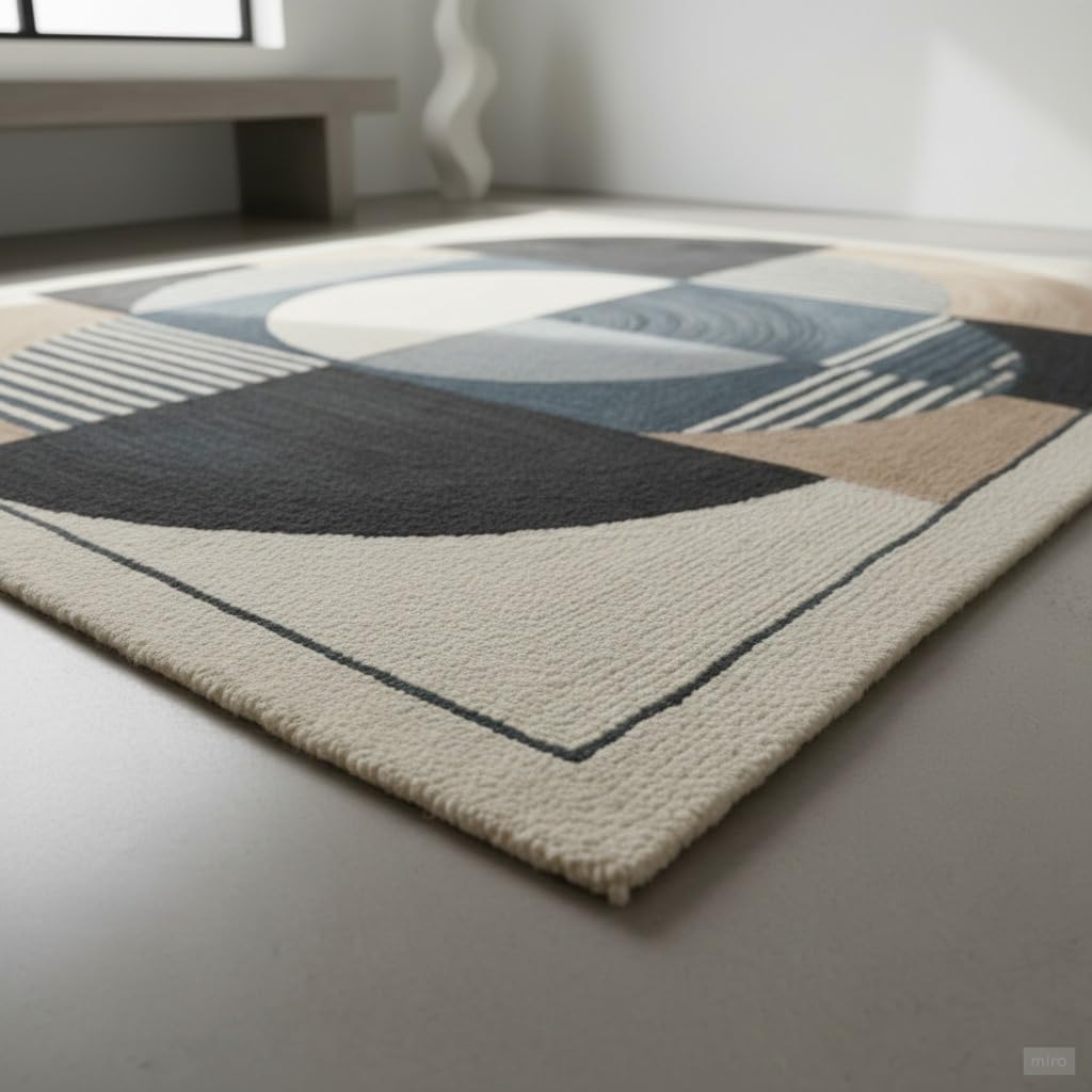 Hand Tufted Wool Accent Rug 2x2 Abstract Soft Decorative Carpet for Entryway, Bedside, Reading Nook & Cozy Home Corners