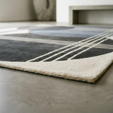 Hand Tufted Wool Accent Rug 2x2 Feet Rectangular – Geometric Soft Carpet for Reading Nook, Entryway & Cozy Corners