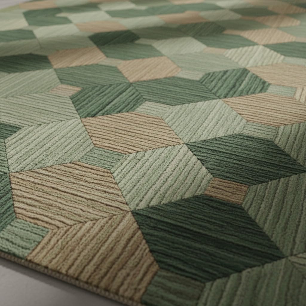 2x2 Feet Rectangular Wool Hand Tufted Geometric Accent Rug – Soft Mini Statement Carpet for Entryway, Reading Nook & Compact Home Décor