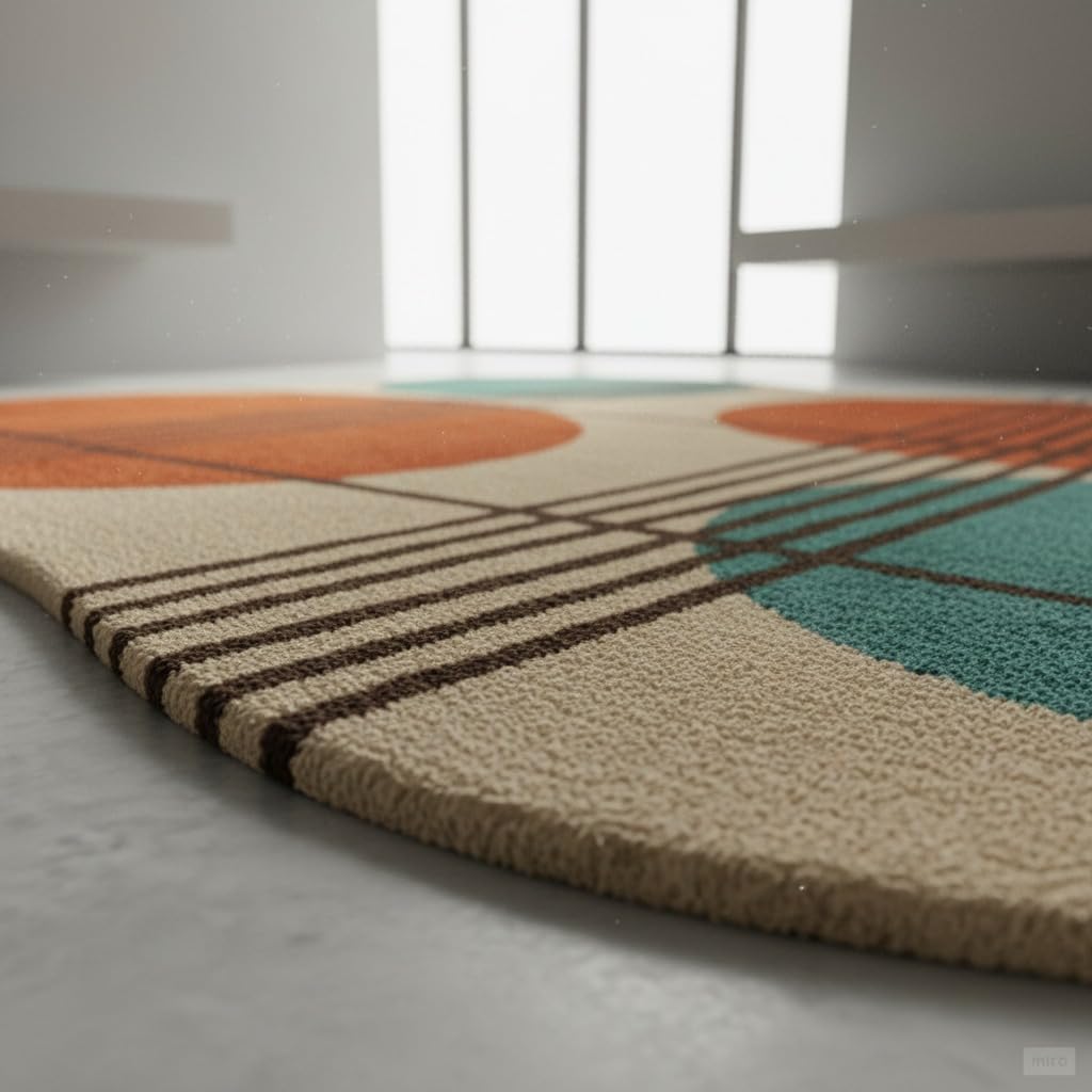 2x2 Feet Rectangular Hand Tufted Wool Accent Rug – Abstract Geometric Design Soft Cozy Mini Area Rug for Reading Nook, Study Corner & Compact Modern Decor