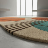 2x2 Feet Rectangular Hand Tufted Wool Accent Rug – Abstract Geometric Design Soft Cozy Mini Area Rug for Reading Nook, Study Corner & Compact Modern Decor
