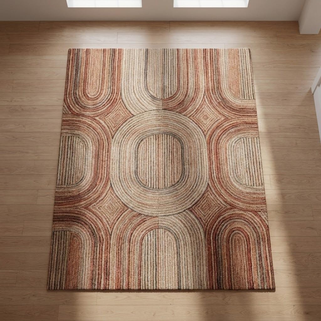 2x2 Feet Rectangular Hand Tufted Multicolor Wool Accent Rug, Soft Cozy Mini Carpet for Reading Nook, Bedroom Corner & Compact Modern Home Decor