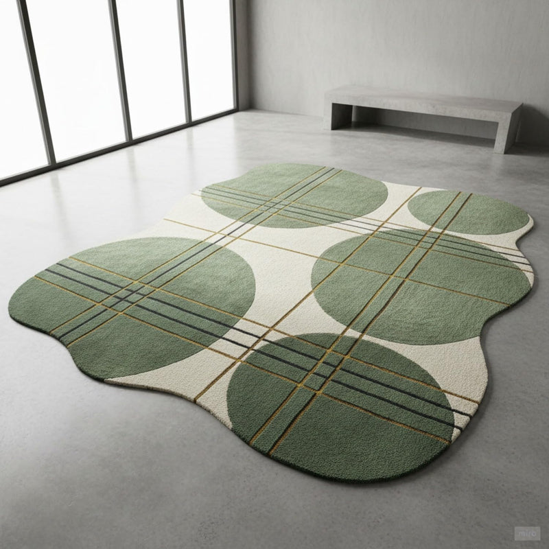 Hand Tufted Wool Accent Rug 2x2 Ft | Geometric Minimalist Carpet for Entryway, Reading Nook & Compact Modern Decor