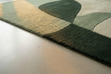 2x2 Ft Hand Tufted Wool Accent Rug in Green Black & White – Minimalist Soft Rug for Reading Nook, Study Corner & Compact Spaces