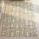 Hand Tufted Wool 2x2 Feet Accent Rug in Beige & Brown Abstract Geometric Pattern Soft Cozy Carpet for Reading Nooks, Bedside Corners & Small Lounge Spaces