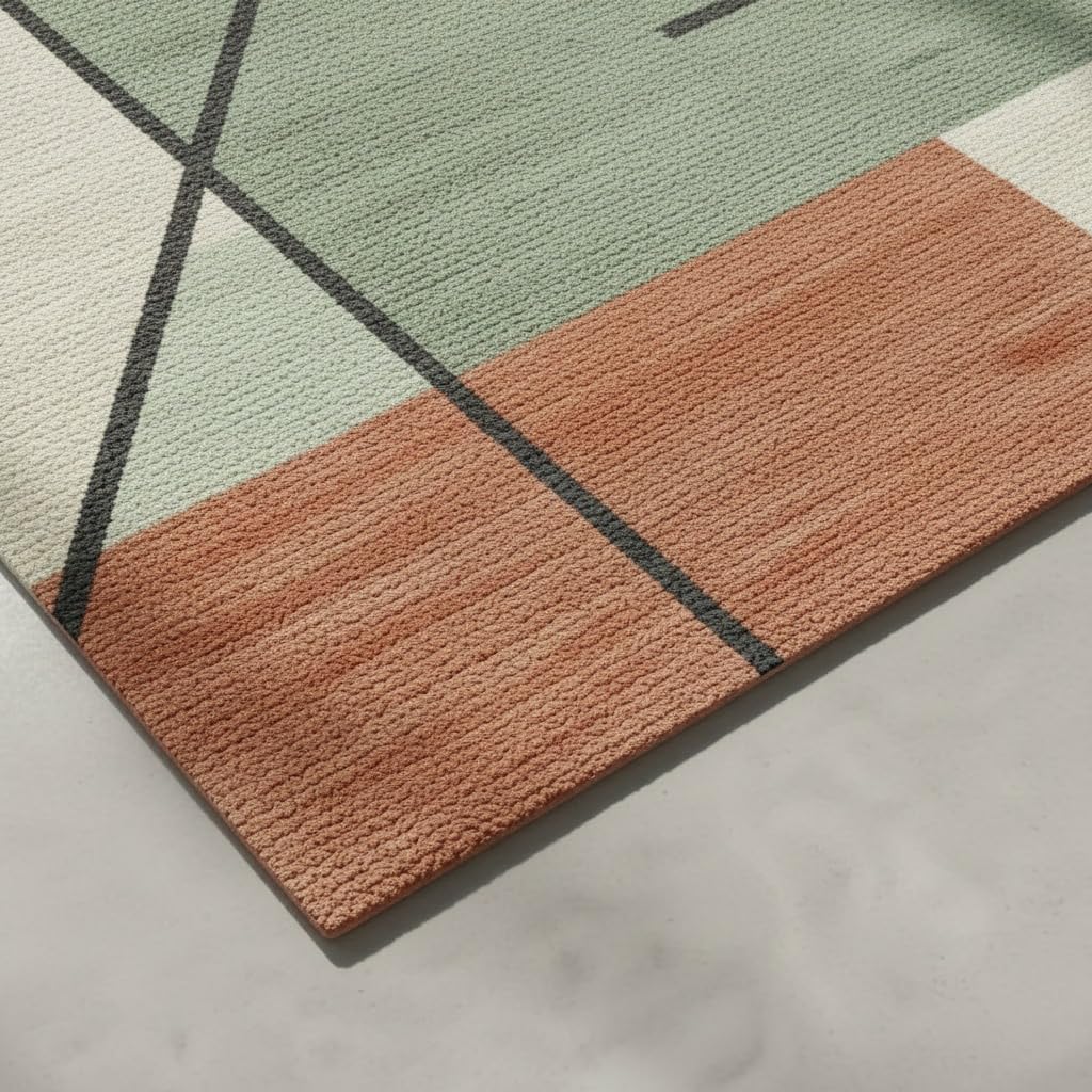 2x2 Feet Rectangular Hand Tufted Multicolor Wool Geometric Block Pattern Accent Rug | Soft Cozy Mini Area Rug for Reading Nook, Bedroom Corner & Office Decor