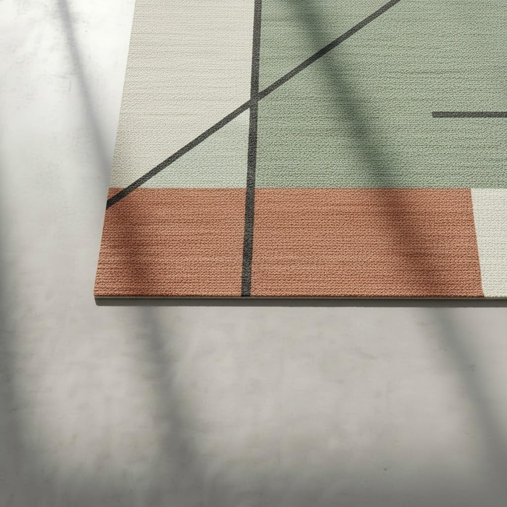 2x2 Feet Rectangular Hand Tufted Multicolor Wool Geometric Block Pattern Accent Rug | Soft Cozy Mini Area Rug for Reading Nook, Bedroom Corner & Office Decor