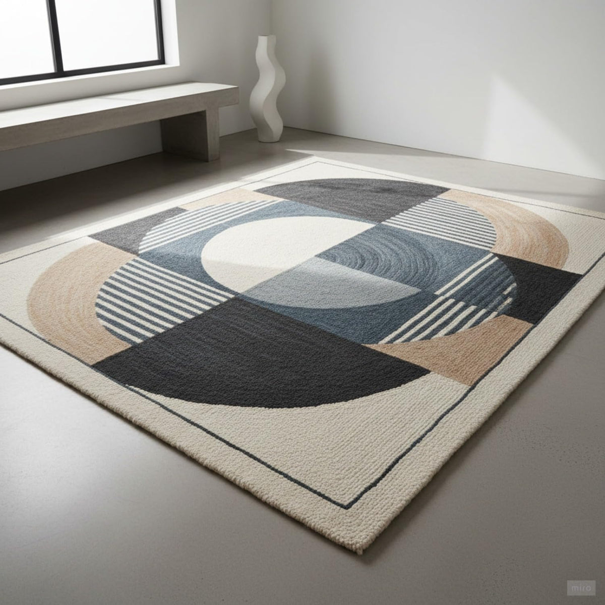 Hand Tufted Wool Accent Rug 2x2 Abstract Soft Decorative Carpet for Entryway, Bedside, Reading Nook & Cozy Home Corners