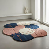 Hand Tufted Wool Irregular Geometric Accent Rug 2x2 ft | Soft Decorative Mini Carpet for Reading Nook, Side Table & Cozy Home Corners