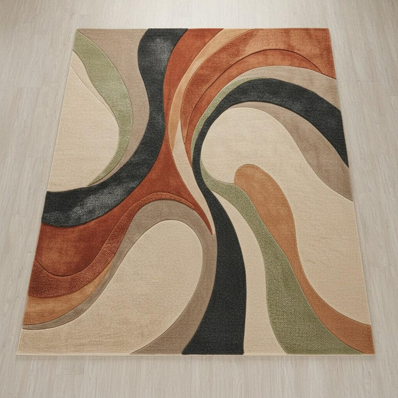 Hand Tufted Wool Accent Rug Multicolor Swirl Pattern Soft Decorative Carpet for Reading Nooks, Bedside & Cozy Corners – 2x2 Feet Rectangular
