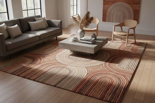 2x2 Feet Rectangular Hand Tufted Multicolor Wool Accent Rug, Soft Cozy Mini Carpet for Reading Nook, Bedroom Corner & Compact Modern Home Decor