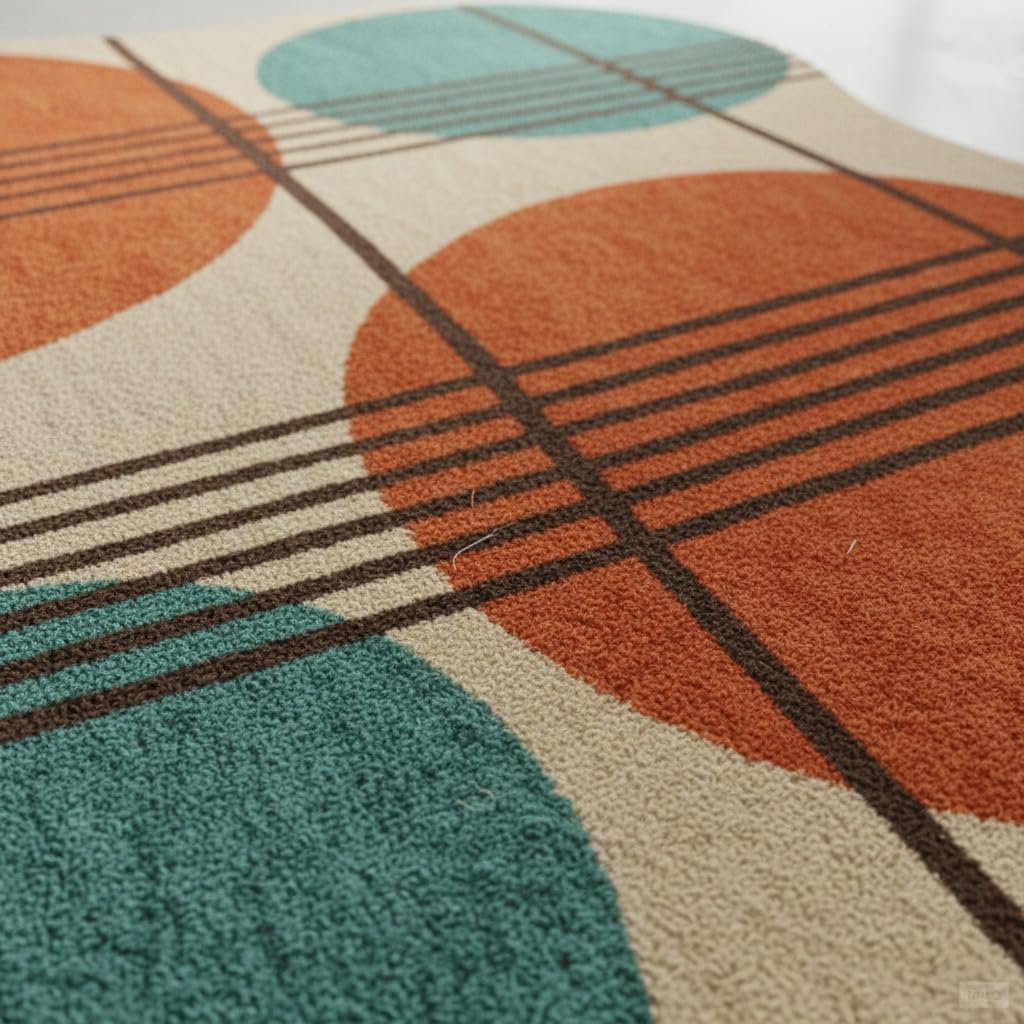 2x2 Feet Rectangular Hand Tufted Wool Accent Rug – Abstract Geometric Design Soft Cozy Mini Area Rug for Reading Nook, Study Corner & Compact Modern Decor