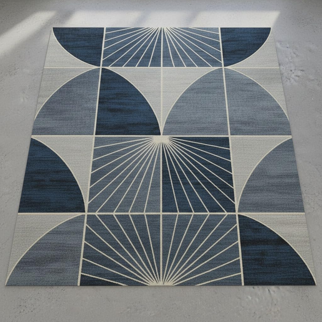2x2 Feet Rectangular – Blue Grey Hand Tufted Wool Accent Rug for Reading Nook, Bedside, Cozy Corner & Modern Home Decor
