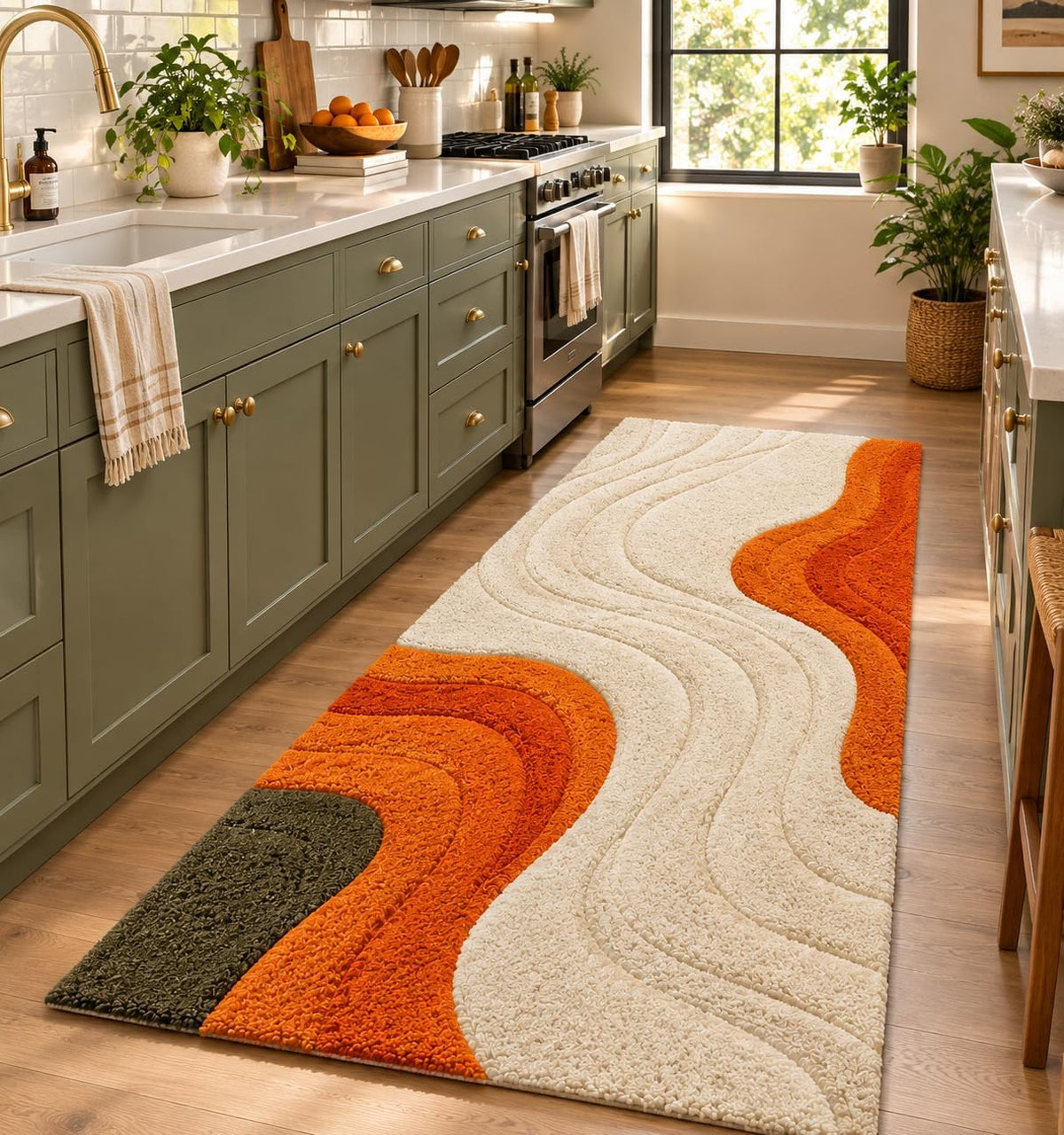 2'x2' Hand-Tufted Wool Rug | Abstract Geometric Plush Carpet for Living