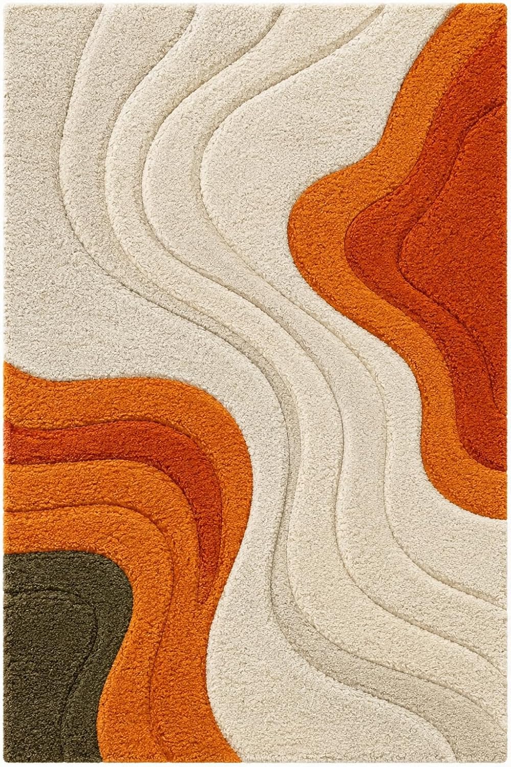 2'x2' Hand-Tufted Wool Rug | Abstract Geometric Plush Carpet for Living