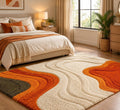 2'x2' Hand-Tufted Wool Rug | Abstract Geometric Plush Carpet for Living