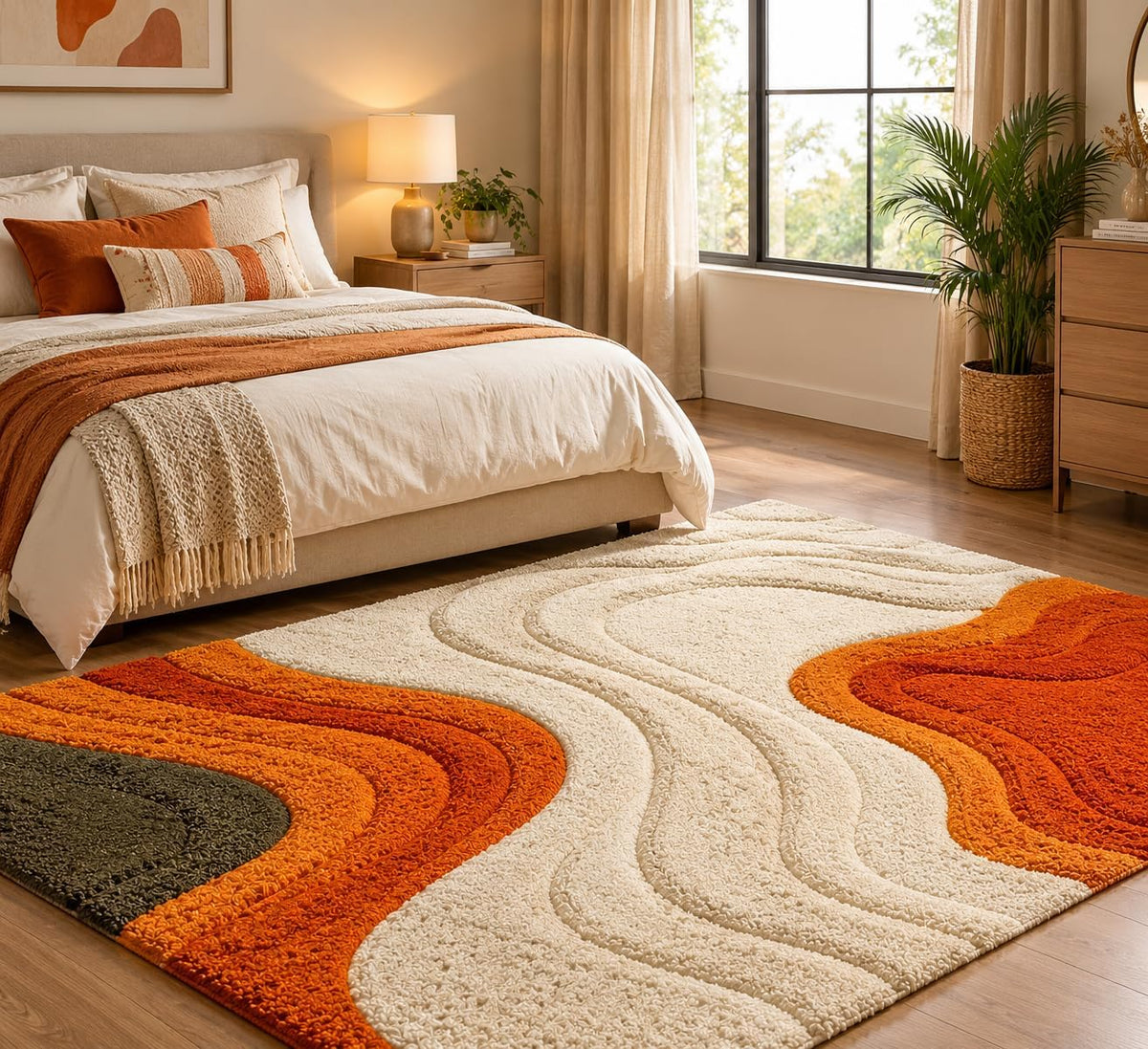 2'x2' Hand-Tufted Wool Rug | Abstract Geometric Plush Carpet for Living
