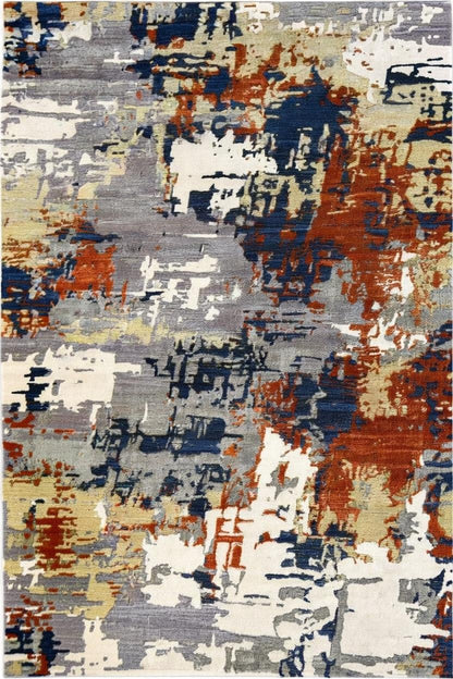 Hand Tufted Wool Area Rug, Abstract Paint Stroke Design, Plush Modern Carpet for Living Room, Soft Textured Contemporary Floor Rug