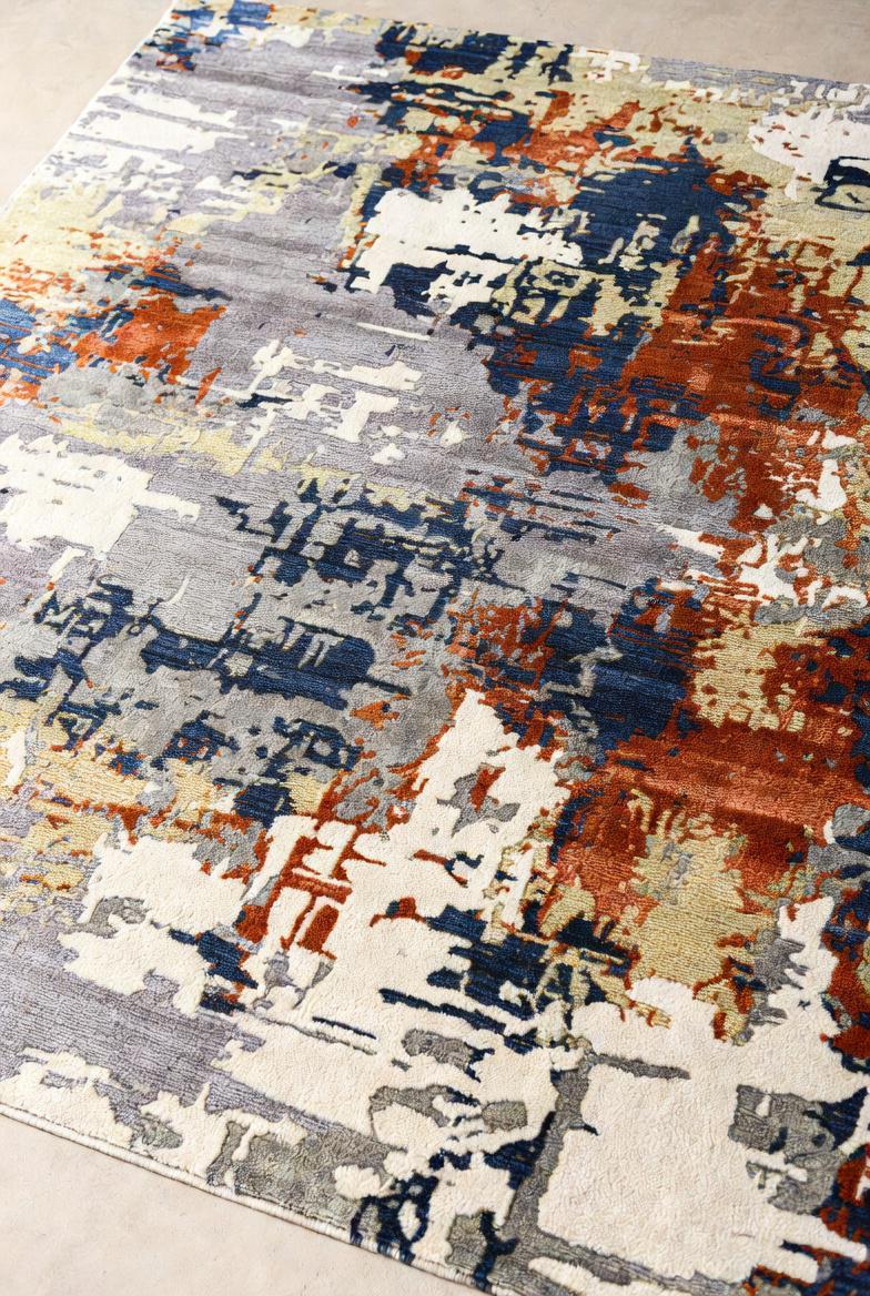 Hand Tufted Wool Area Rug, Abstract Paint Stroke Design, Plush Modern Carpet for Living Room, Soft Textured Contemporary Floor Rug