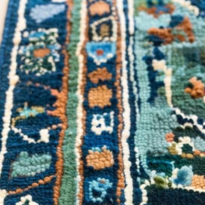 Handwoven Wool Area Rug, Teal Blue Geometric Tribal Design Carpet for Livingroom, Persian Rug