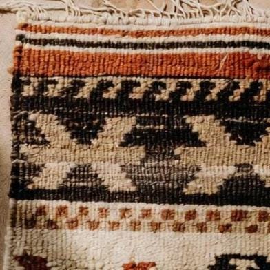 Handwoven Tribal Accent Rug – Rust, Black & Ivory, Boho Style