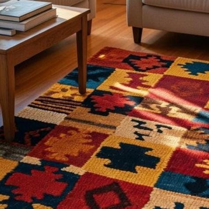Handwoven Kilim Patchwork Rug, Southwestern Tribal Style Carpet for Home  Decor, Persian Luxury Rug