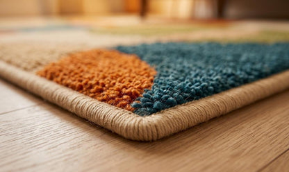 Retro Abstract Wool Blend Rug: Mid Century Modern Geometric Boho Carpet